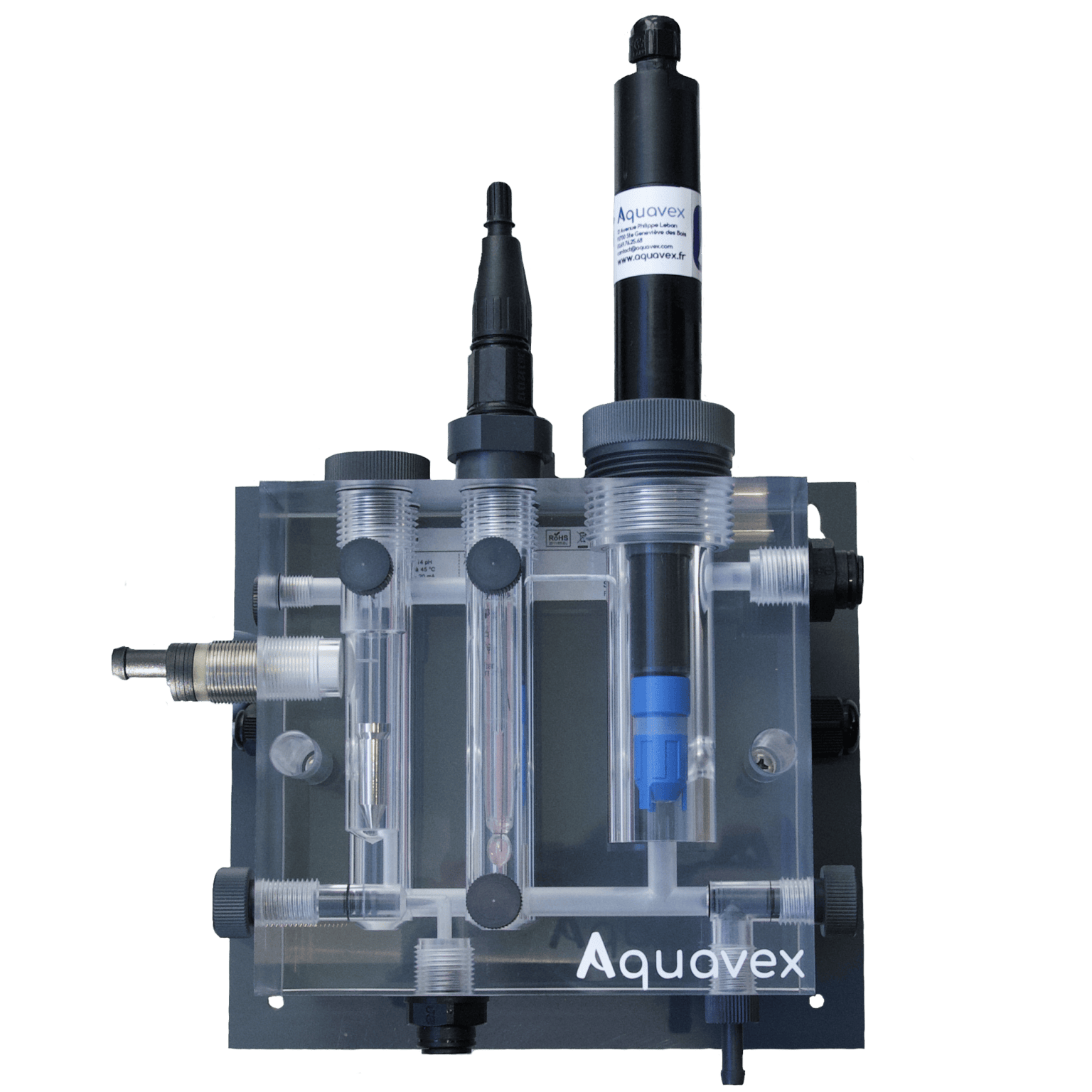 Chambre d'analyse PMMA avec sonde Temp, pH et Chlore libre Syclope EMP3101 – Image 1
